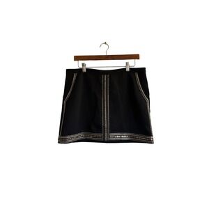 Madewell Black Mini‎ Skirt Size 10 Embellished Trim Pockets Career Party